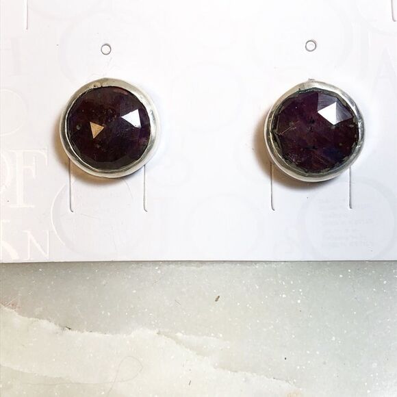 Natural Ruby & Sterling Silver earrings. NEW - Picture 1 of 4